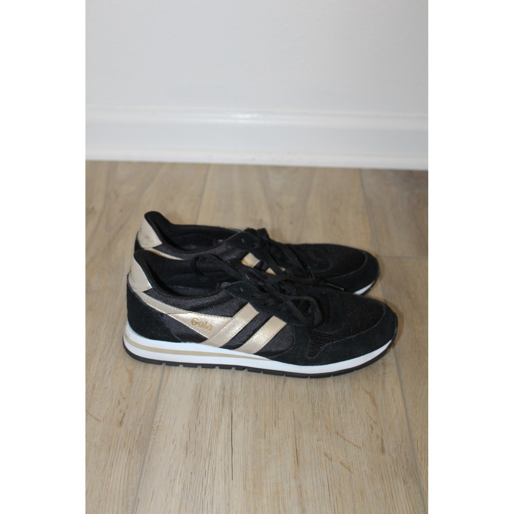 Gola Daytona Mirror Black Gold Suede Mesh Sneakers CLB107 Women Size 8 US 39 EU - Picture 4 of 6